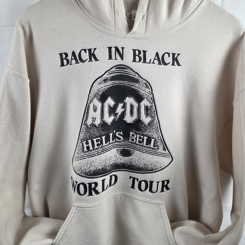 Vtg Made Worn AC/DC Hells Bell World Tour Hoodie Mens Medium Multicolor Pullover - Picture 3 of 6